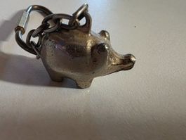 Schlüssel Anhänger Schwein Sau Metall  3 cm - 46 Gramm