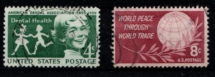 Alle Briefmarken: 2 Timbres Amérique - USA - 1959 - Obl. – Gebraucht aus Blonay von Leglaude_01