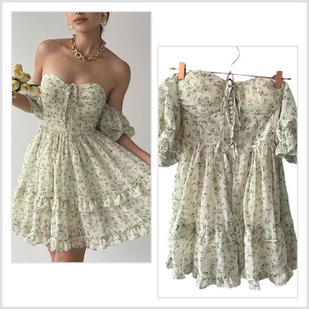 Kleid mit Blumen,schulterfrei, Grösse S-M