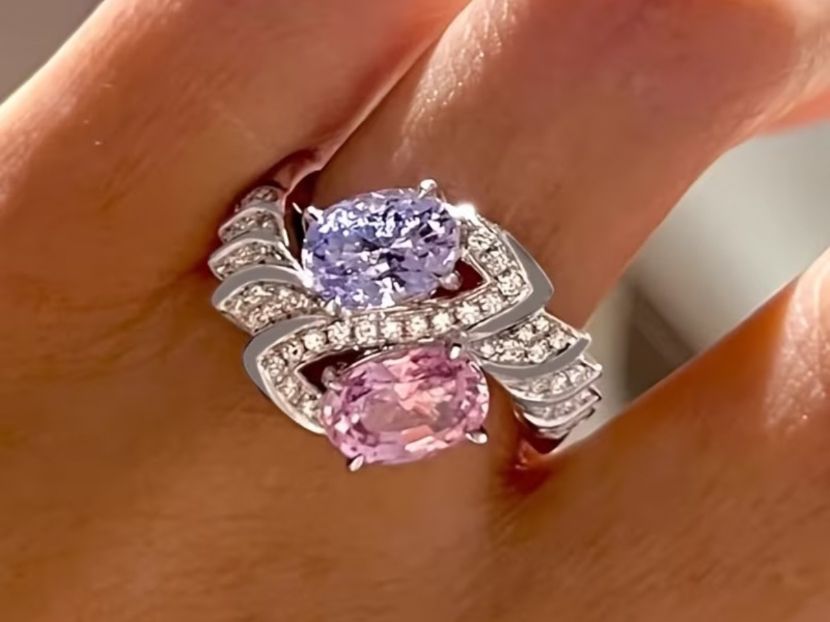 Bagues: Luxus Elegante Gr.19/9 Ring Farbe: Silber/Rosa/Lilas – Neuf (Voir description) à Biel-Bienne par Roserosse13 9
