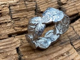 Bandring Sterlingsilber mit Blattmotiv, Gr. 55.5