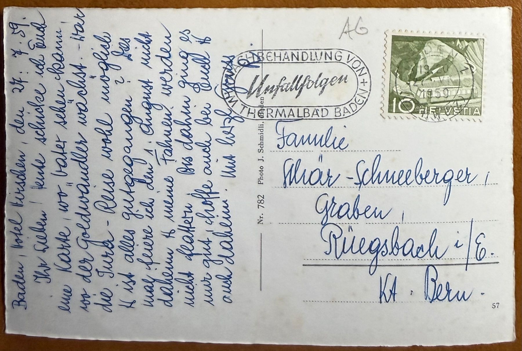 Cartoline postali: Baden - Kurort 1959 – Usato da Lutry venduto da Ediego 1