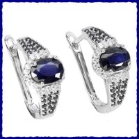 ♛ Saphir / Spinell Ohrringe 925 Silber