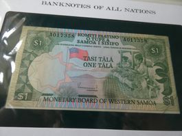 Western Samoa 1984, 1 Tala  - ungefaltet, Banknotenbrief