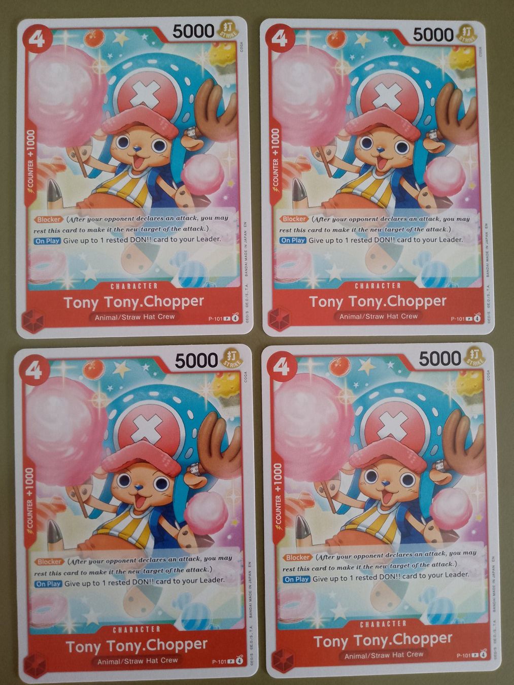 Bandai Carte collezionabili: One Piece 4x Promo Chopper Englisch P-101 – Nuovo (secondo la descrizione) da Jona venduto da Stack