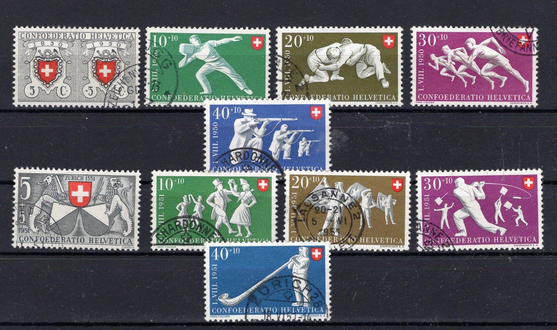 Tutti i francobolli: R2597  /  Pro patria 1950-1951 – Usato da Ste-Croix venduto da MONT-TAGNAC