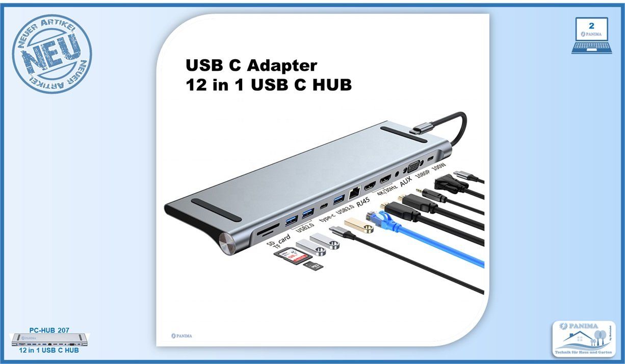 Hub & Switch: Dockingstation USB-C-12-in-1 HUB – Nuovo e nell'imballaggio originale da Luterbach venduto da PANIMA1 1