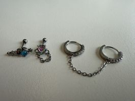 Schmuck-Set: 2x Ohrstecker + 1x Ohrring mit Kette 💎
