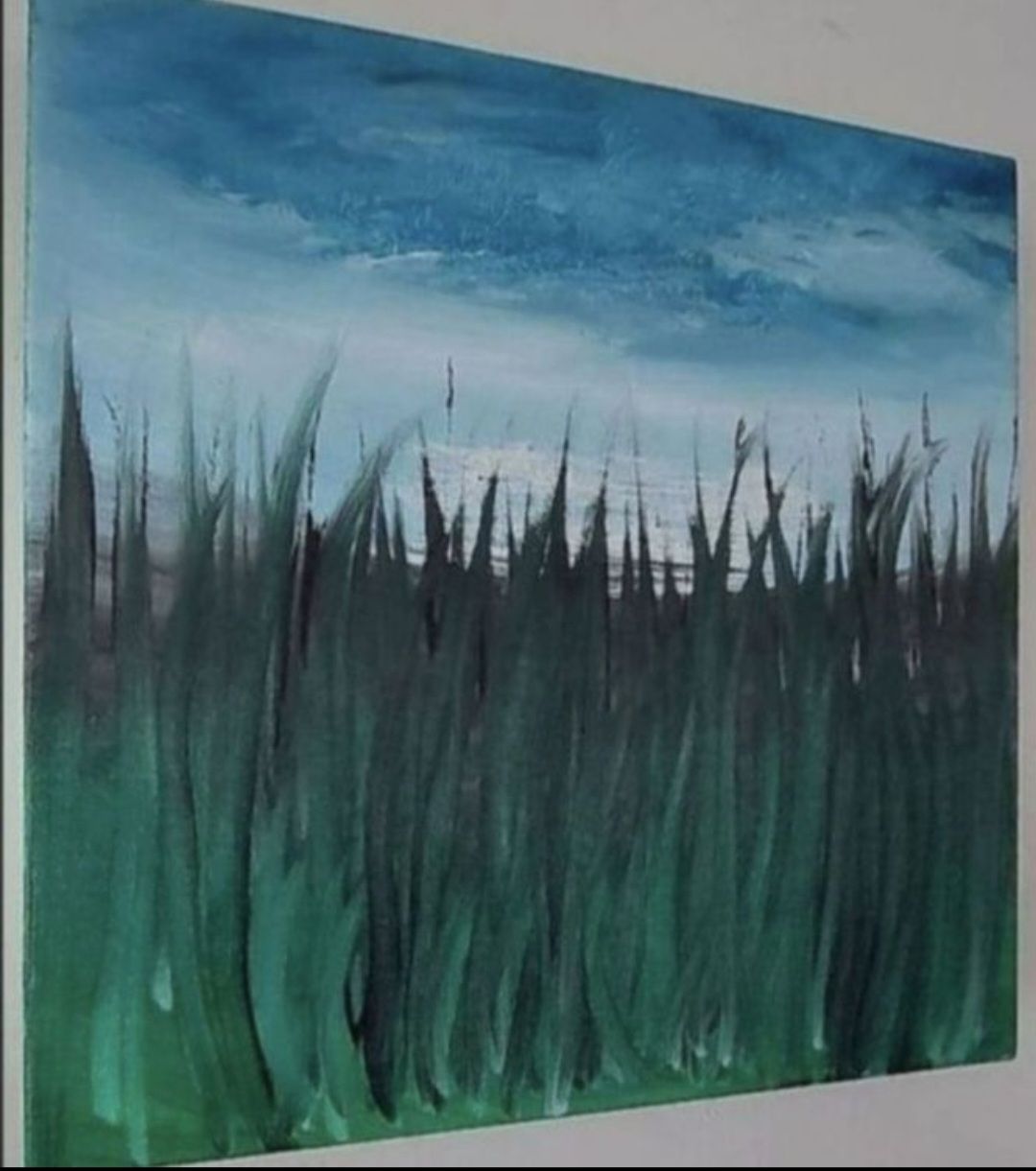 Tableaux: Gemälde Gras und Himmel handmade 30×30 – Neuf (Voir description) à Riehen par Steinbock1970 1