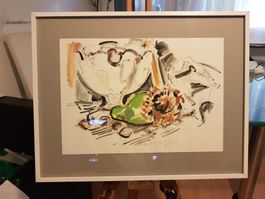Tony Blöchlinger: Original Aquarell Stillleben – 1978