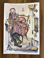 Original Farbzeichnung A4 sig. Heisch, Ländler Fründe Marsch