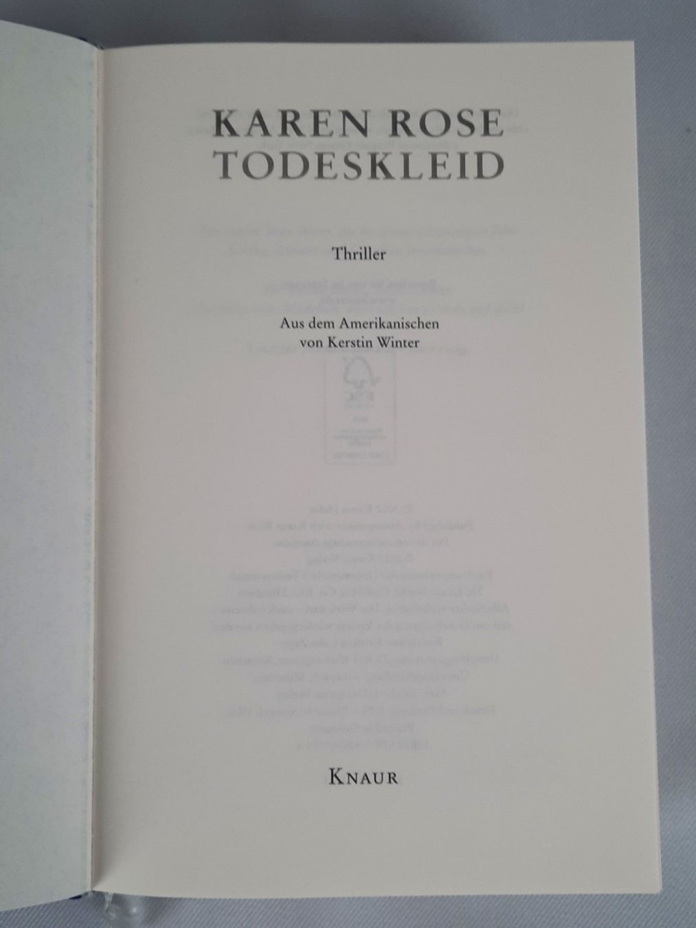 Bücher: BUCH Karen Rose "Todeskleid" – Gebraucht aus Beinwil am See von Restwert_Beinwil 1