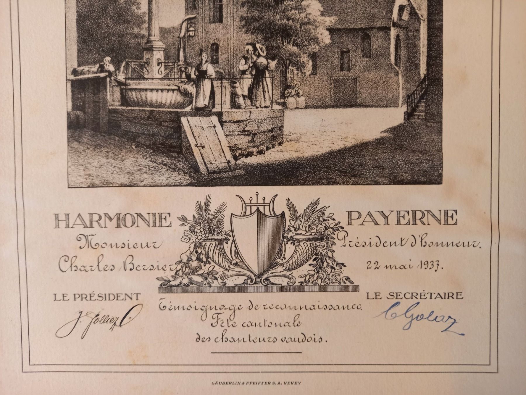 Grafica & Litografie: litho abbatiale de Payerne, Harmonie de Payerne 1937 – Usato da Lausanne venduto da leneko 3