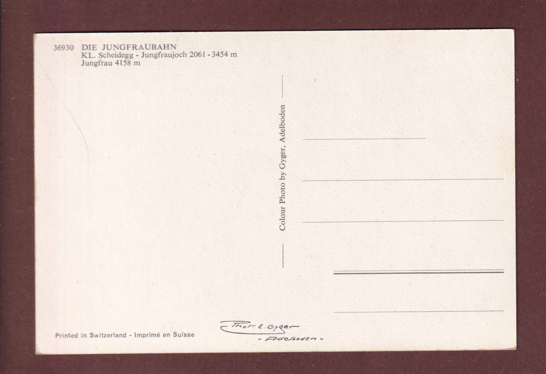 Cartoline postali: JUNGFRAUBAHN - Jungfrau – Usato da Pully venduto da nicecards-shop 1
