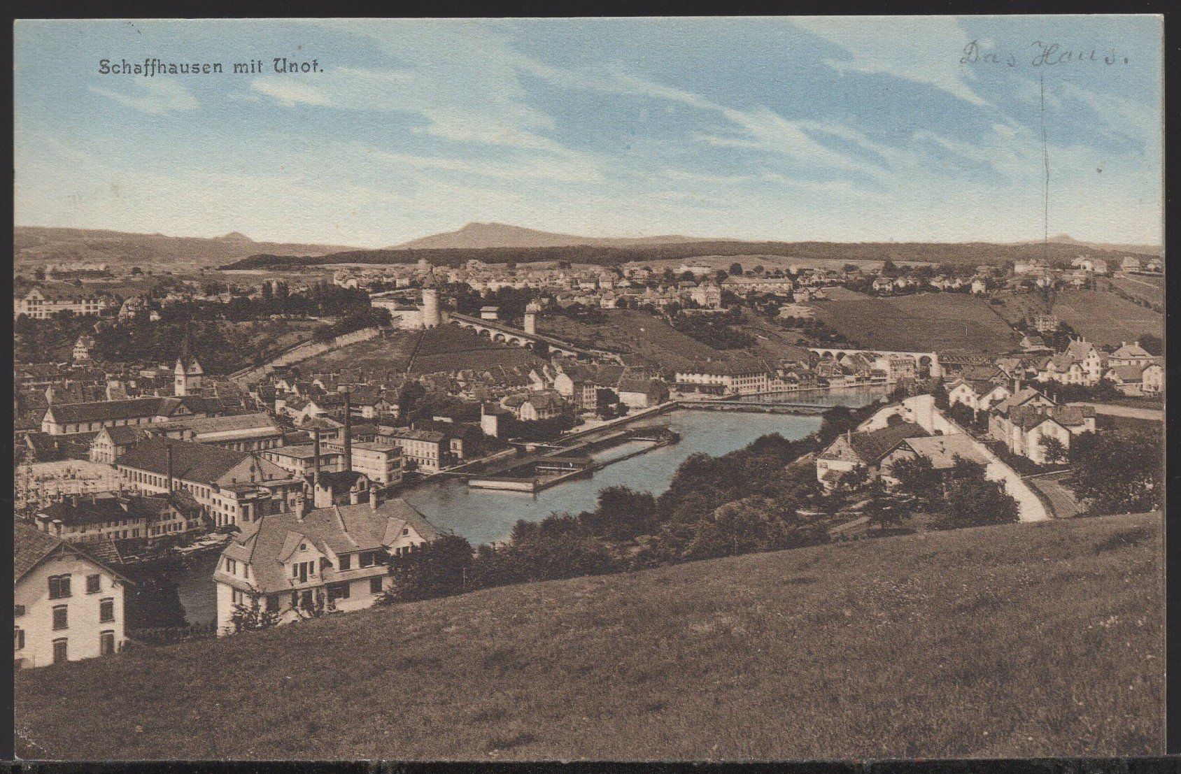 Ansichtskarten: Schaffhausen mit Unot  1922 – Gebraucht aus Aarau von kufi44