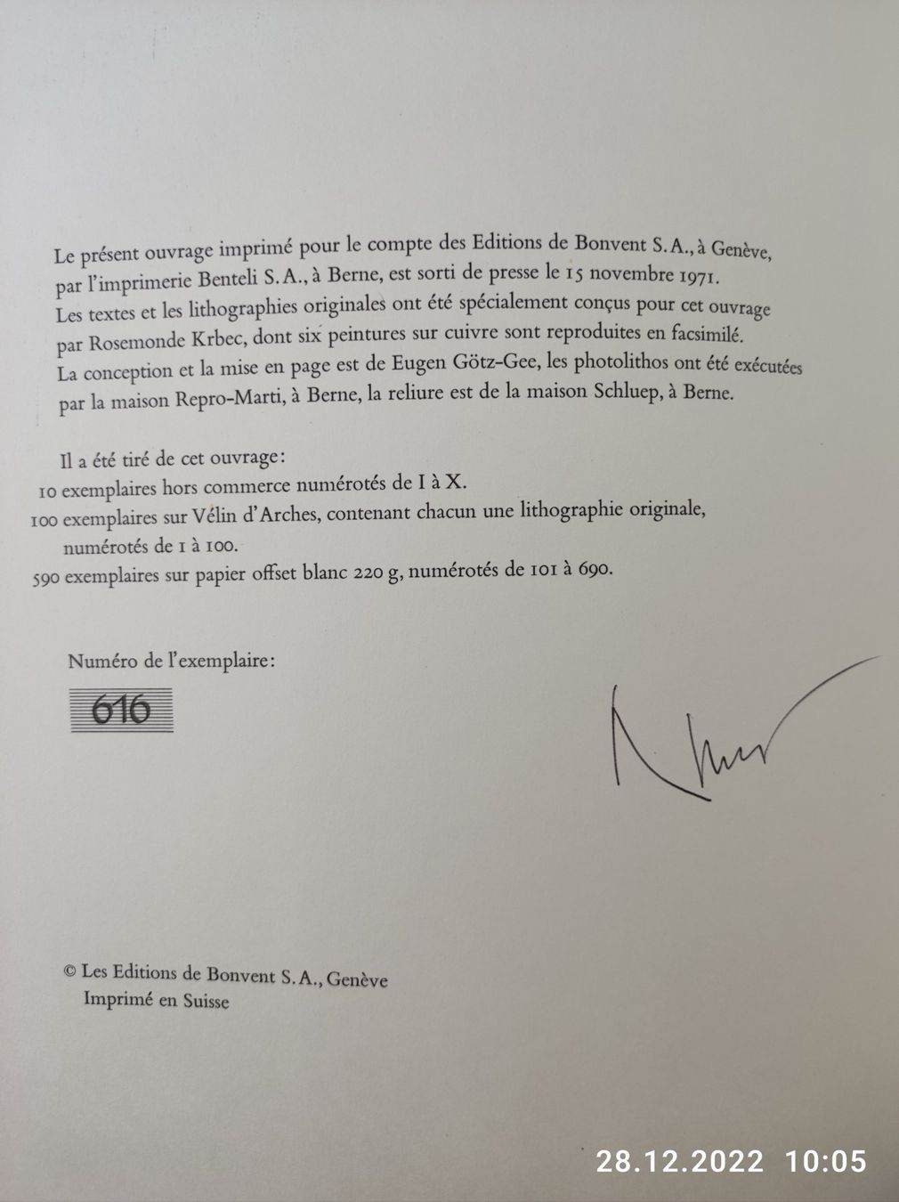 Libri: ROSEMONDE KRBEC - WIDMUNGSEXEMPLAR – Usato da Goldach venduto da Gaip 6