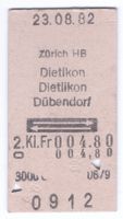 Billette Zürich HB – Dietikon – Dietlikon - Dübendorf