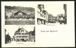 Gruss aus Appenzell, Dreibild-Karte, um 1900
