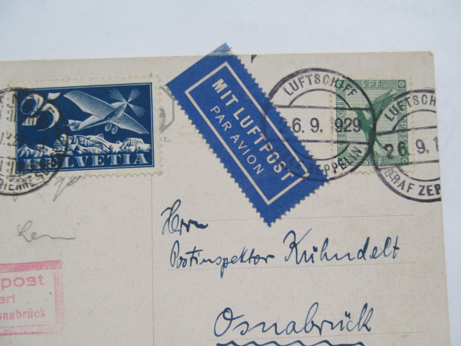 Tutti i francobolli: Luftpost  Deutschland-Schweiz – Usato da Hergiswil NW venduto da Panda1990
