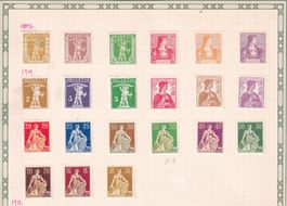 Schweiz 1907 -1909: Tellknabe, Helvetia Brustbild + sitzend