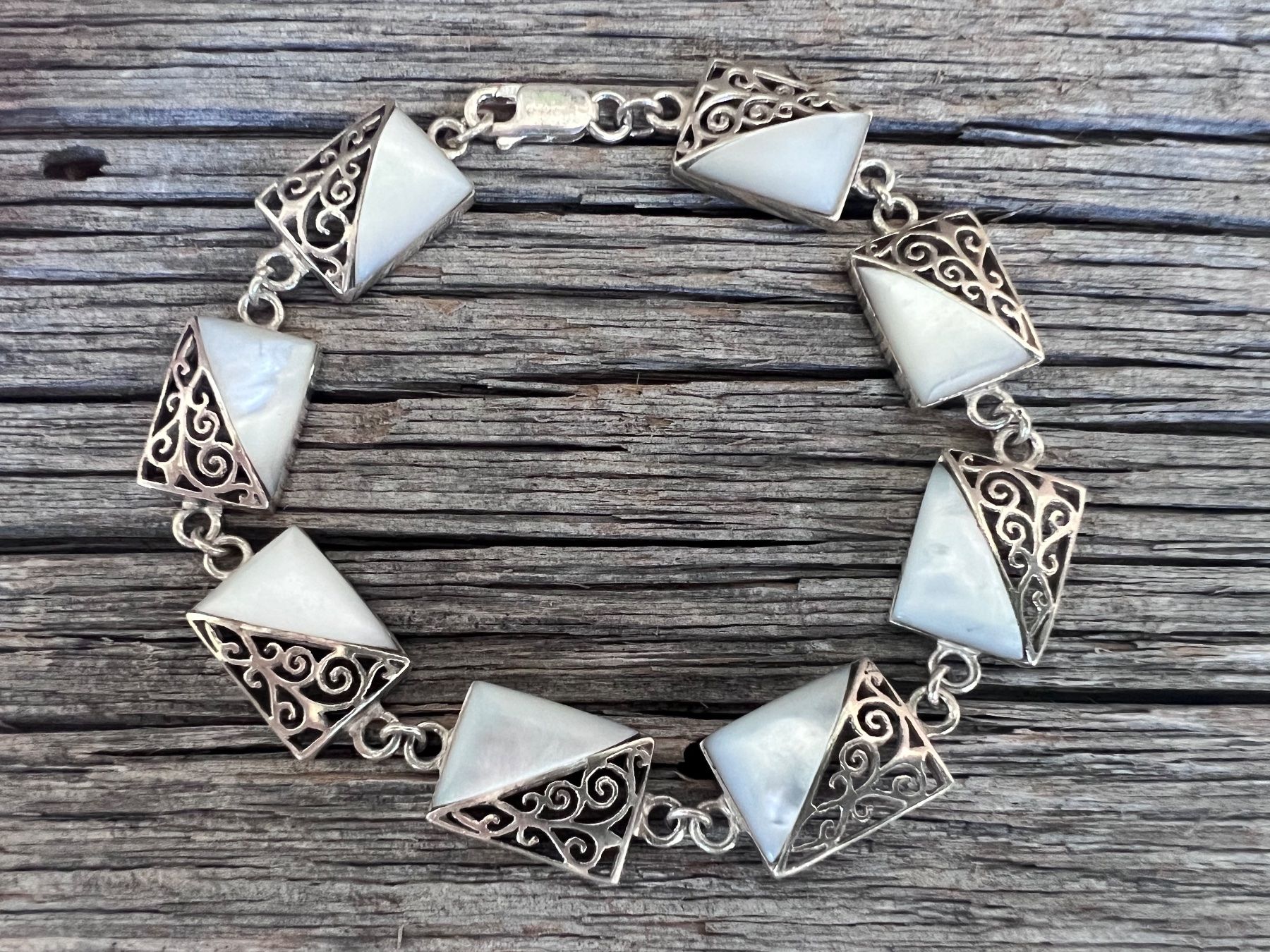 Bracciali & Braccialetti: Bracelet  Armkette 925 Silber Ornamente Perlmutter Artdeco – Usato da Bern venduto da Jiffy 7