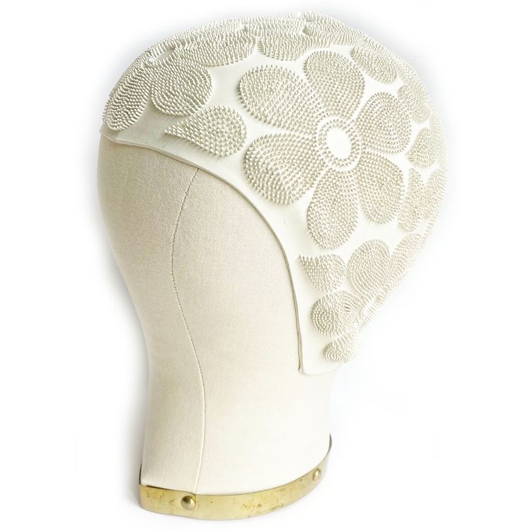 Retro Badekappe Mit 3D-Blumen – Für Damen, Elastisch, Größe Ca. 21 Cm, In Schwarz