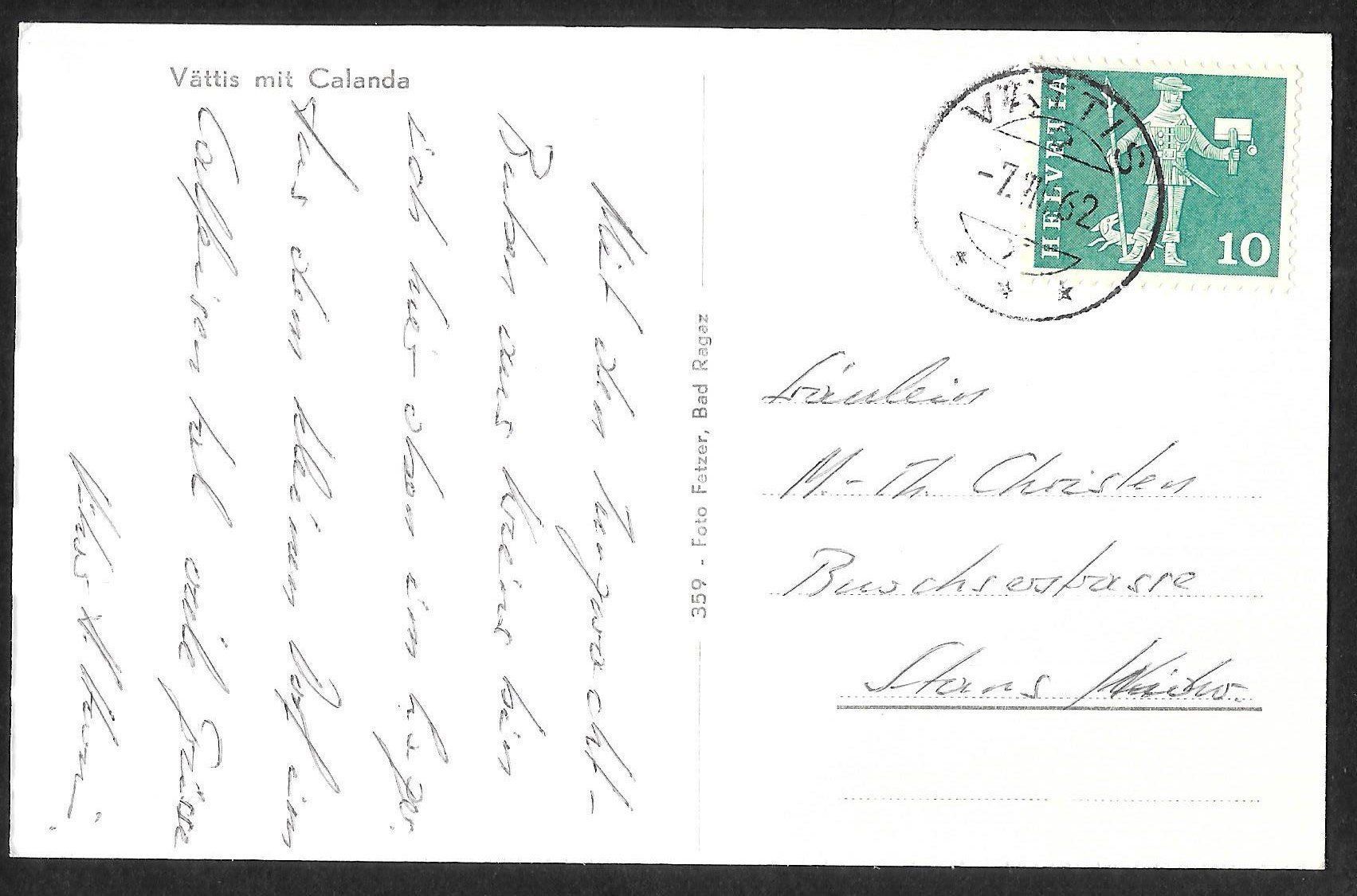 Cartoline postali: Vättis mit Calanda – Usato da Olten venduto da clotaldi 1
