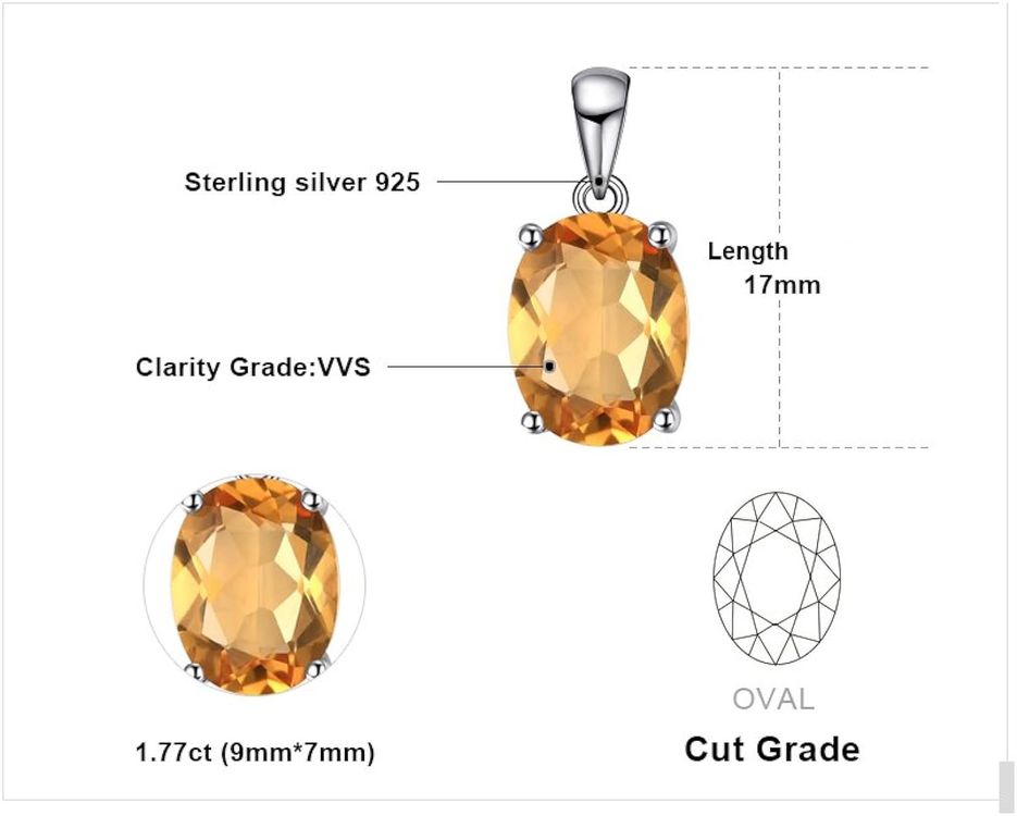Silber 925 Citrin Collier | Argent et citrine‪‪‪ 2