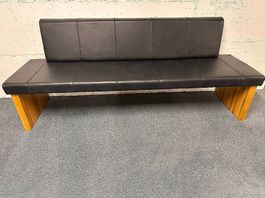 Sitzbank VINTAGE Leder Granada schwarz Wildeiche 240 cm