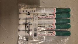 5 Stück Glas und Porcelaine Pen grün neu