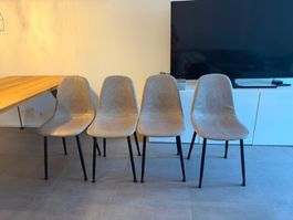 Stuhl-Set 4 Stueck grau Kunstleder Metallgestell leichte...