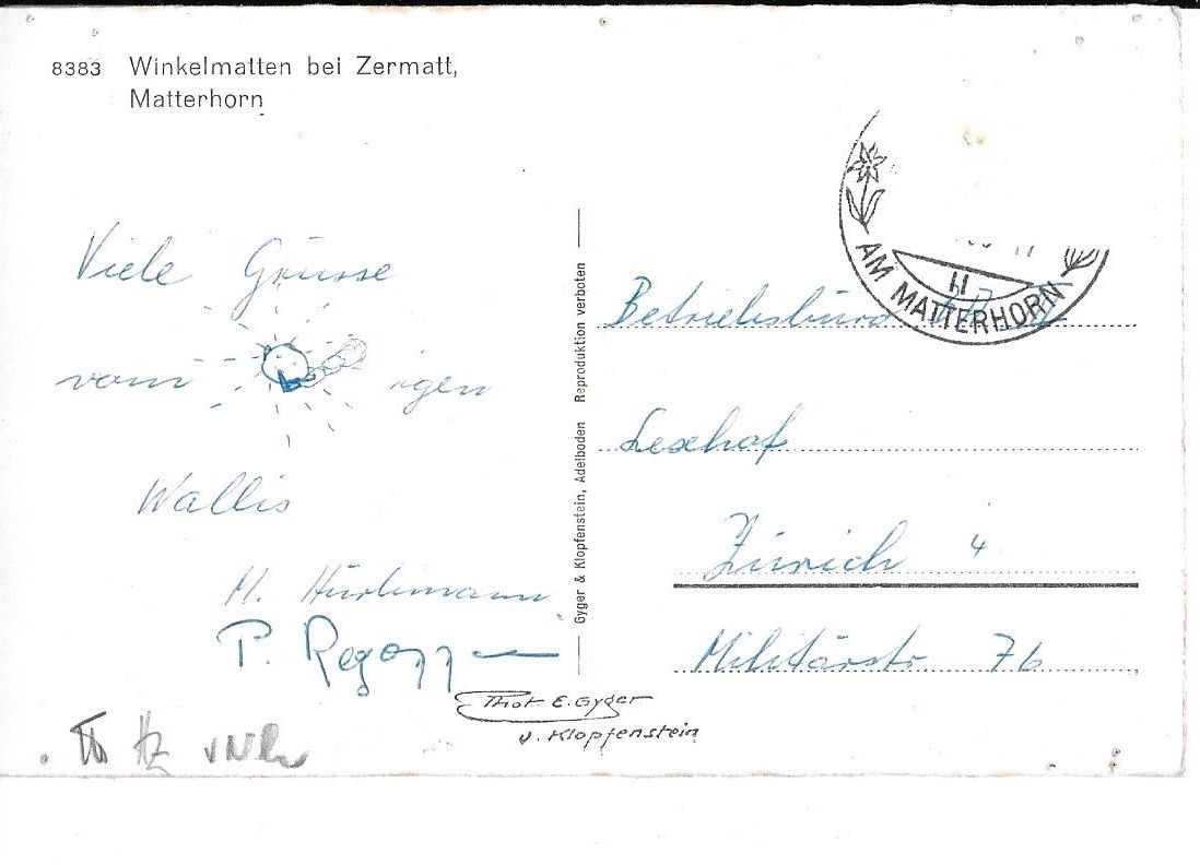 Ansichtskarten: Winkelmatten mit Matterhorn (Zermatt) – Gebraucht aus Altstätten SG von alpalfa 1