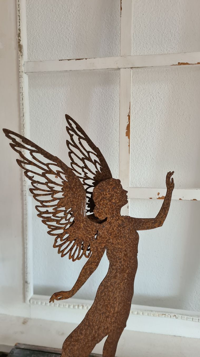 Statuette: Rost Engel auf Platte megaschön – Nuovo e nell'imballaggio originale da Böttstein venduto da decodor-angi 1