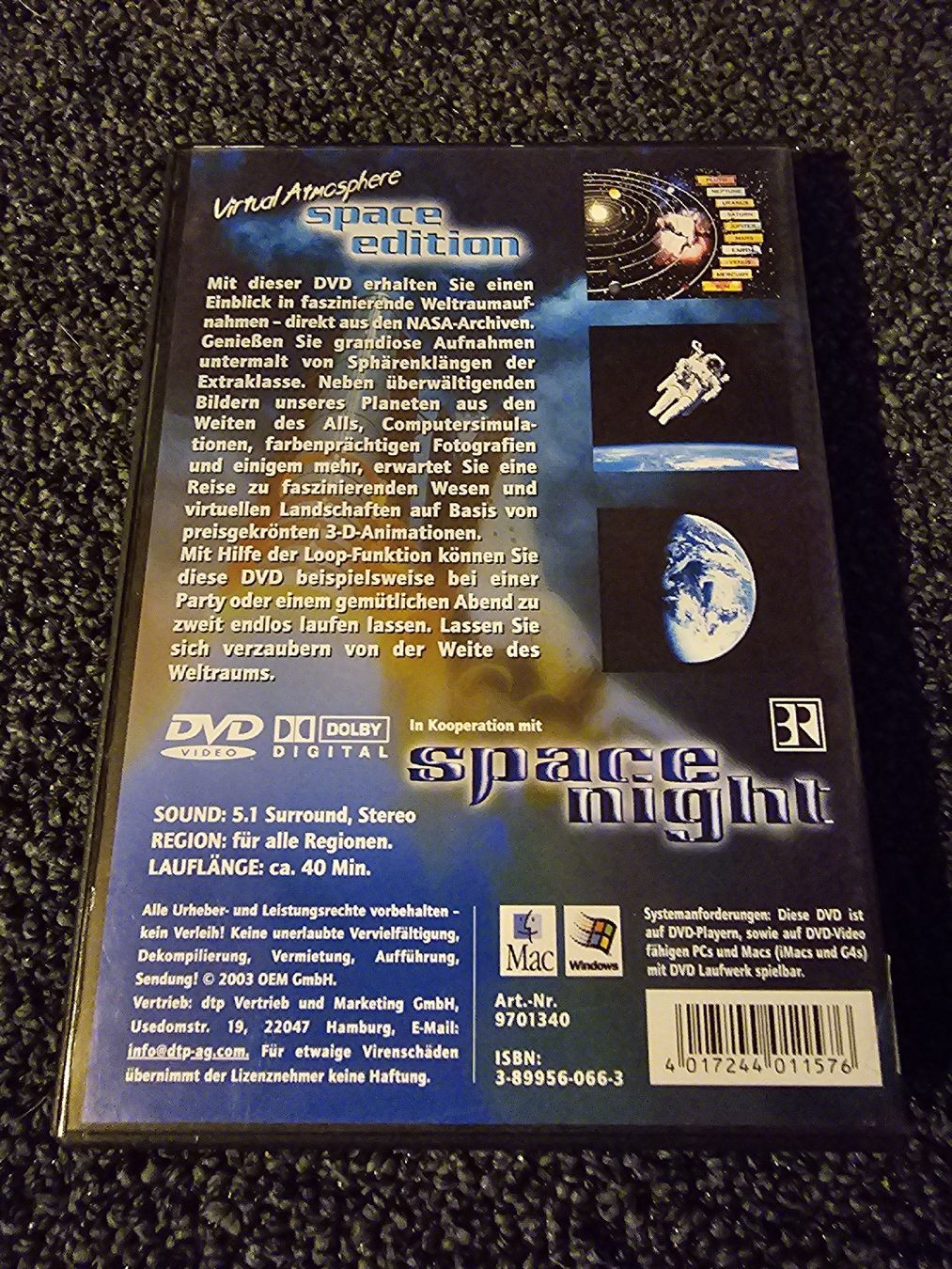 Tutti i DVDs: DVD Virtual Atmosphere Space Edition - (14993) – Usato da Ruswil venduto da jan_bxl5 1