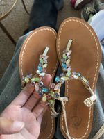 Sandales Siniscalchi cuir strass doré taille 39 état usé
