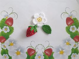 1  Erdbeere, Blume, Blatt gehäkelt crochet uncinetto 504