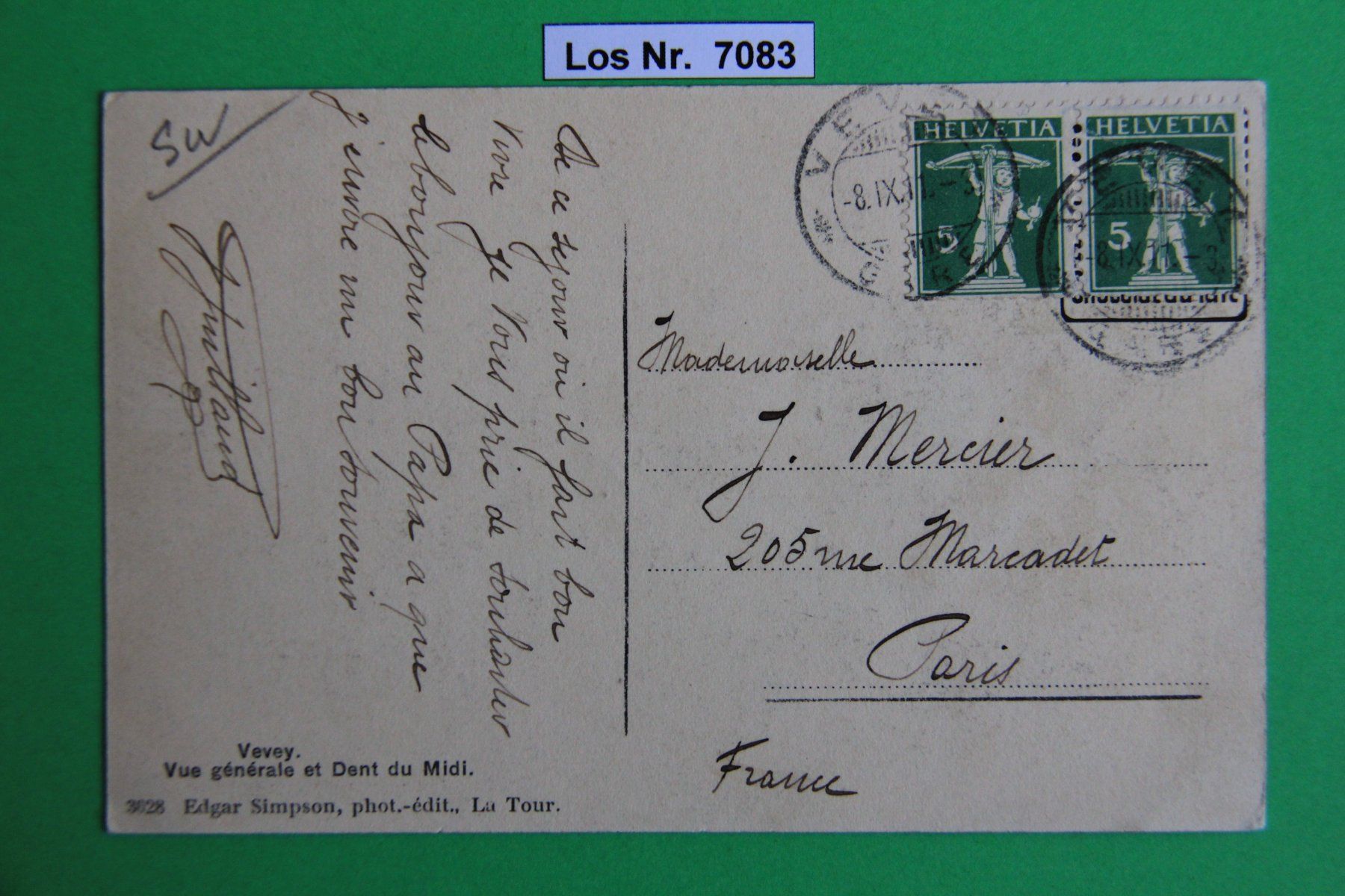 Cartoline postali: CH Ansichtskarte Vevey um 1910                      Los 7083 – Usato da Volken venduto da jukon65 1