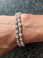 2x Armbänder mit Steinen und echten Silberteilen