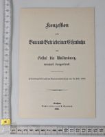 Konzession Eisenbahn Pieskal-Waldenburg 1880 Rarität! TOP