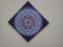 Handgemachtes Mandala Bild, Leinwand, Wanddeko, Herbstneu