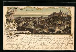Litho Neuchatel, Totalansicht aus der Vo