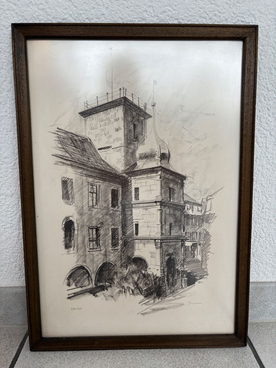 Grafica & Litografie: José Mercier - Rathaus Solothurn - Lithografie – Usato da Solothurn venduto da switch81