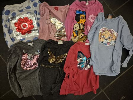 Kinder Kleiderpaket, 7 Langarmshirts, Grösse 110-128