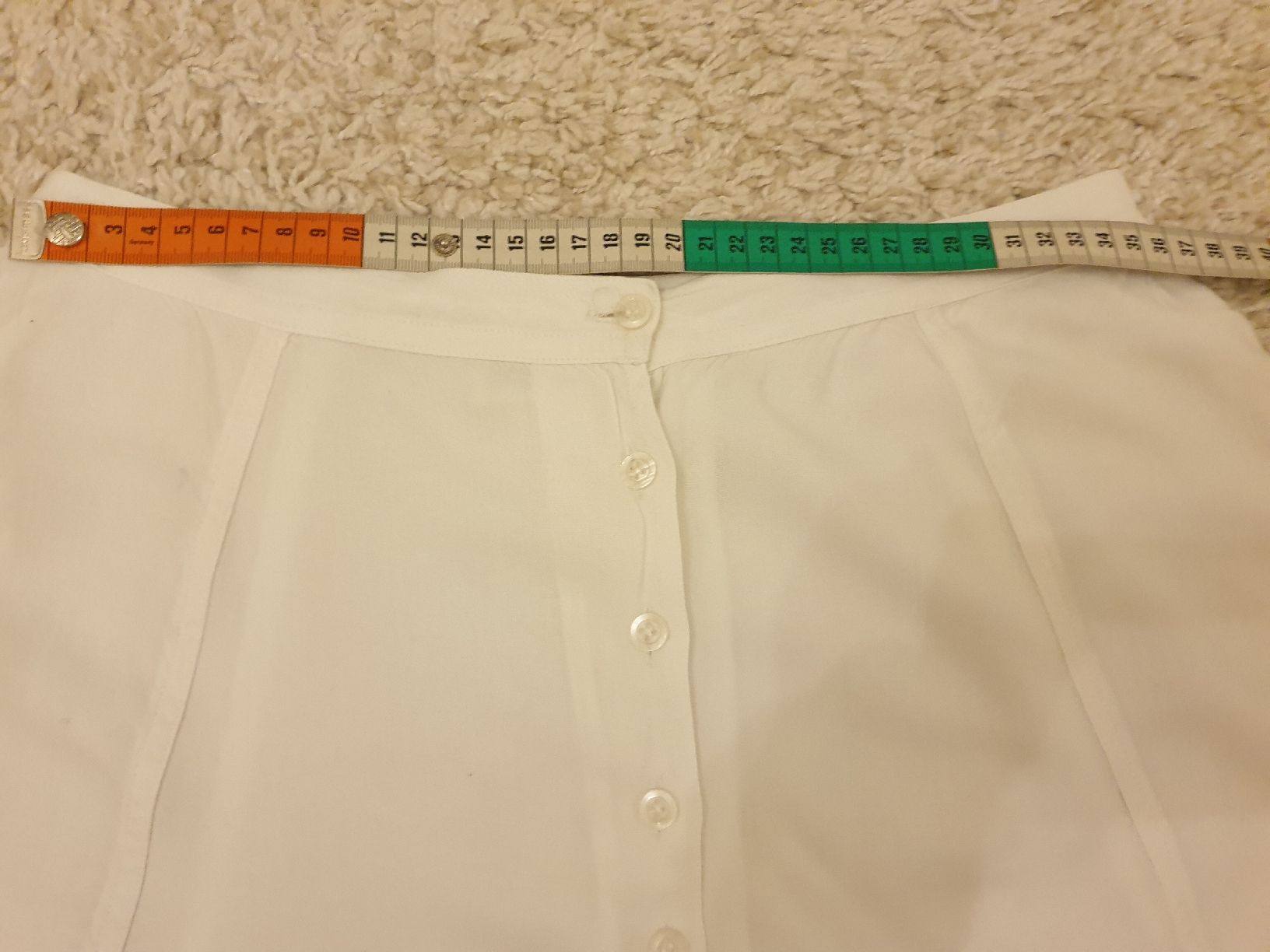 Röcke: Jupe mini, S, boutonnée blanche coton + top rose viscose – Gebraucht aus Neuchâtel von Verenas12 4