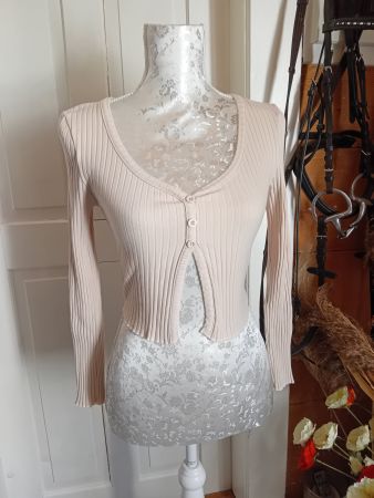 Crop Top Cardigan beige, Gr. S