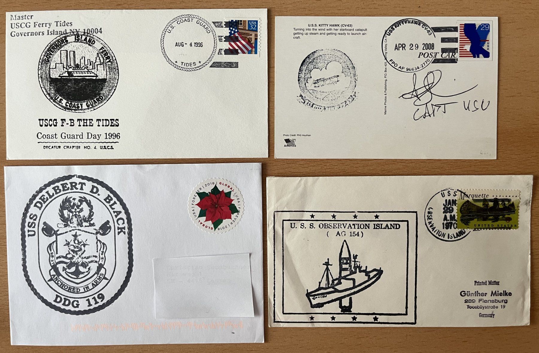 Tutti i francobolli: 4 Schiffspostbriefe - US-Navy (32) – Usato da Lausen venduto da cs8_tfz5