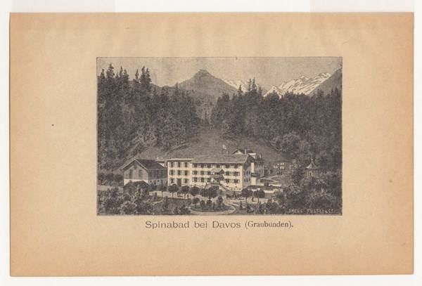 Incisioni: SPINABAD BEI DAVOS, HOLZSTICH 1892 – Antico da Grüningen venduto da Kartensammler 2