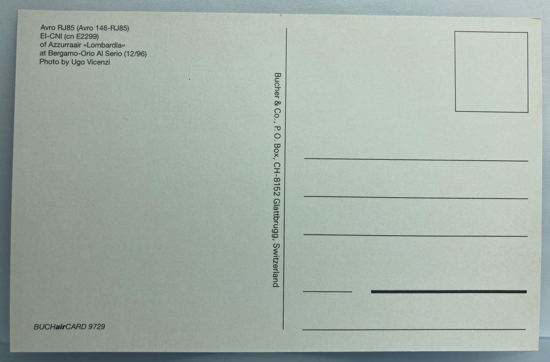 Cartoline postali: Postcard AroRJ85 Azzuraair – Usato da Lugano venduto da sel_x7bg 1