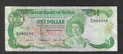 Banconote: Belize  1  Dollar  1987  Gebraucht – Usato da Gordola venduto da coinsandnotes