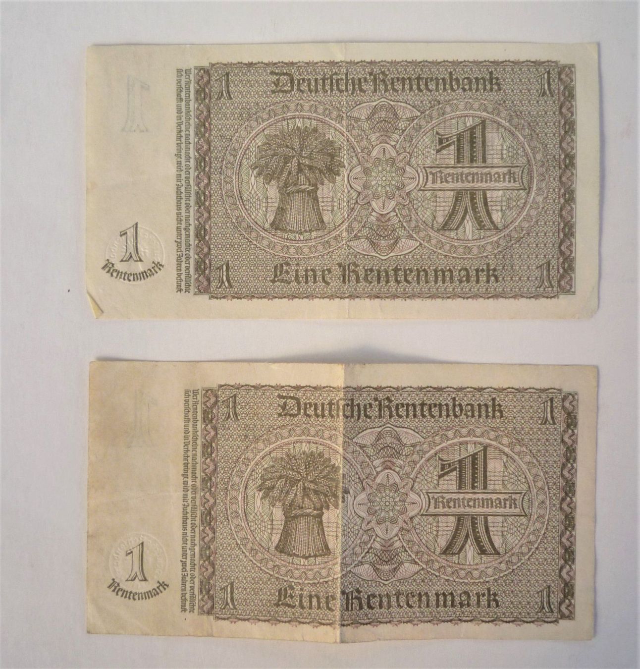 Banconote: 2 x 1 Rentenmarkt Banknote – Usato da Rafz venduto da Sonnenblume305 1